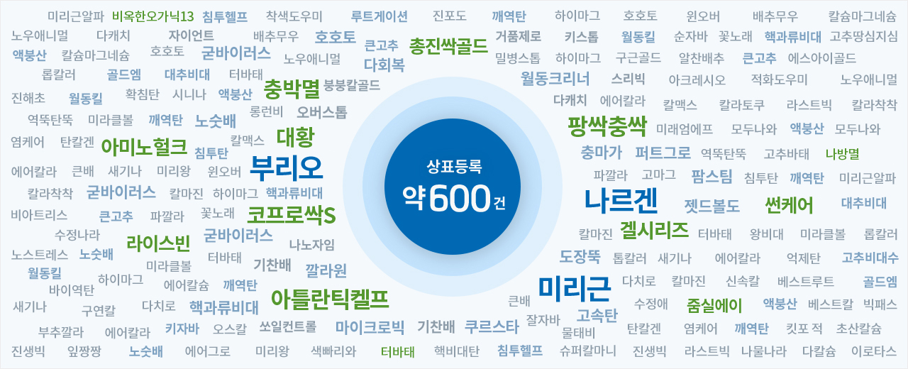 상표등록 약 600건